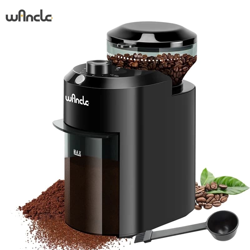 Elektryczny młynek do kawy 220V z 28 precyzyjnymi ustawieniami mielenia, młynek do kawy do espresso, French Press, 2-12 filiżanek