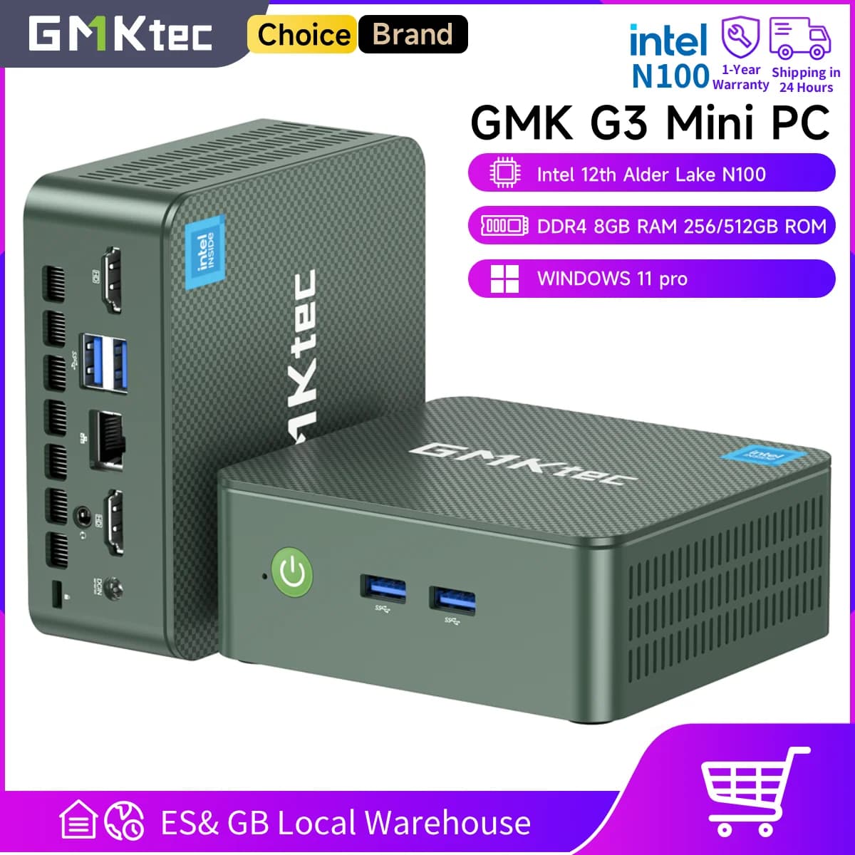 GMKtec G3 — Mini PC Intel Alder Lake N100, Windows 11 Pro, WiFi 6, BT 5.2