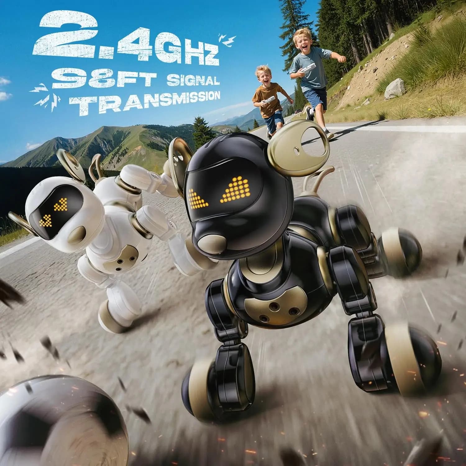Interaktywny robot-piesek AI z ekspresjami LED i sterowaniem gestami