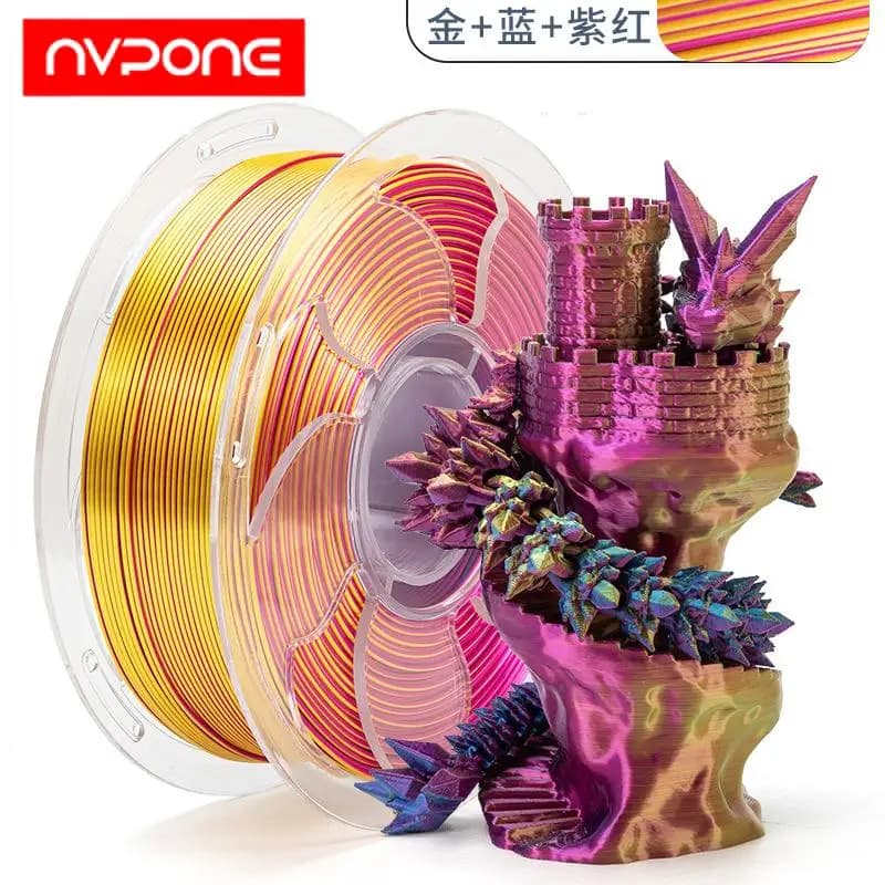 250G Tricolor Silk PLA Filament do drukarek 3D, Filament 3D Niebiesko-Żółty Filament do druku 3D, wielokolorowy, 1.75mm