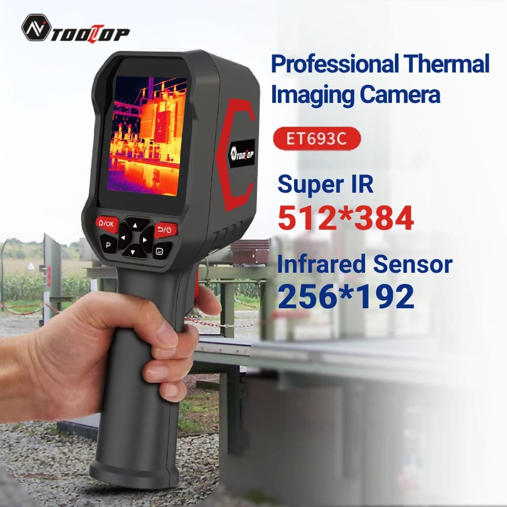 TOOLTOP ET693C — ręczna kamera termowizyjna 256×192 z fuzją obrazu 1080P i wskaźnikiem laserowym