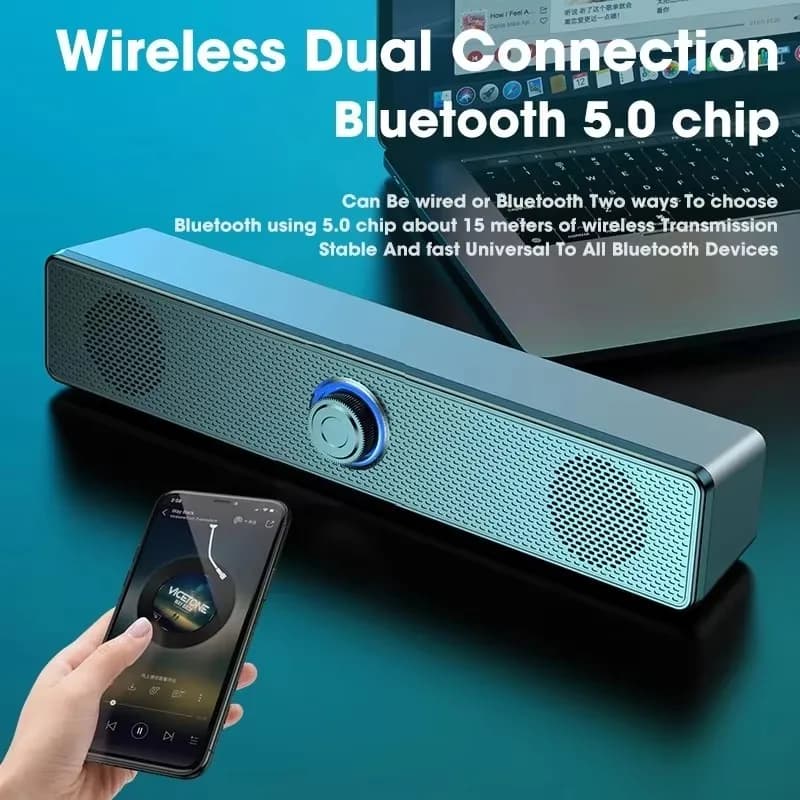 Soundbar komputerowy przewodowy i Bluetooth – do PC, laptopa i telewizora
