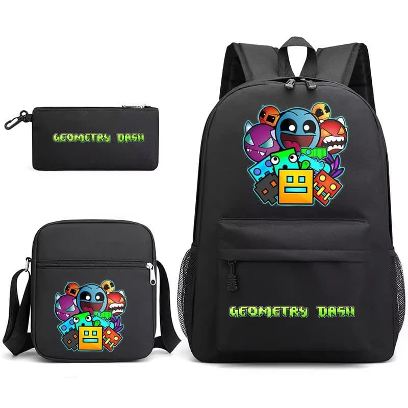 Zestaw Geometry Dash – plecak, torba na ramię i piórnik