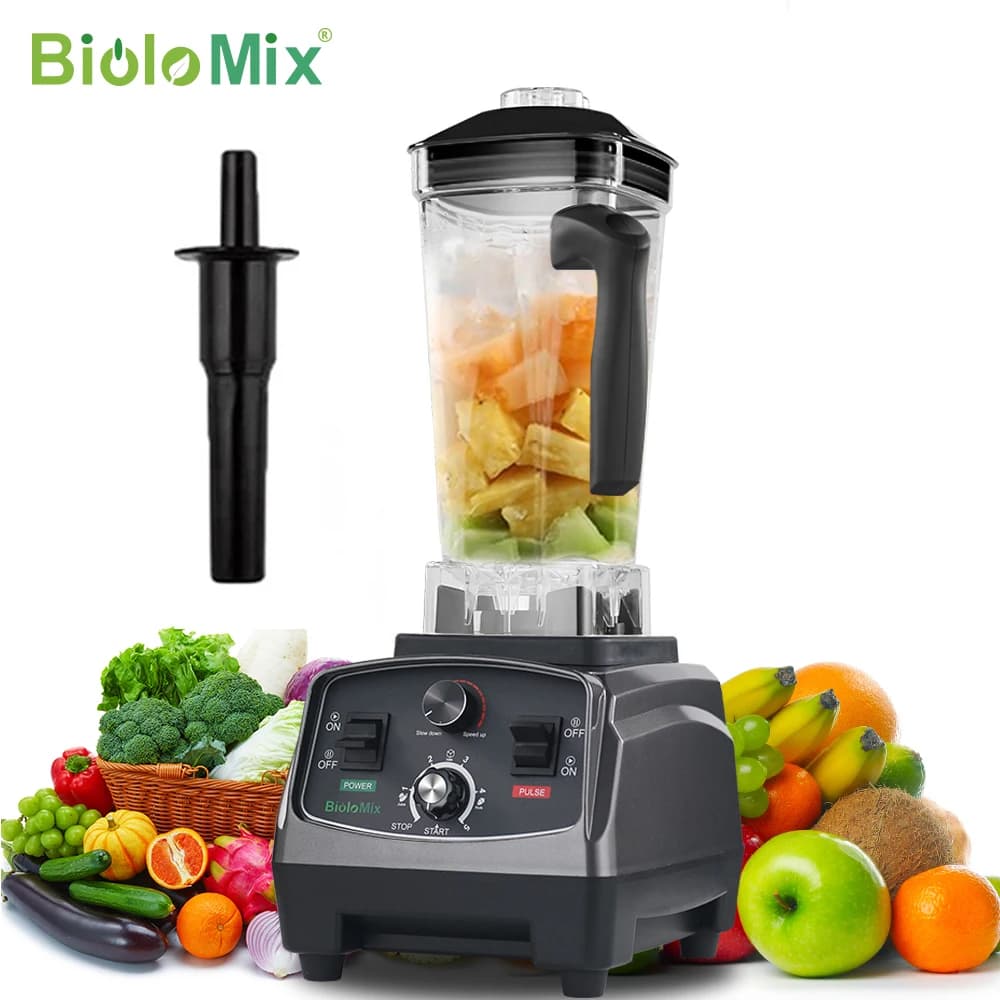 BioloMix 3HP 2200W Wytrzymały blender czasowy Mikser Sokowirówka Robot kuchenny Lodowe koktajle Bez BPA Słoik 2L