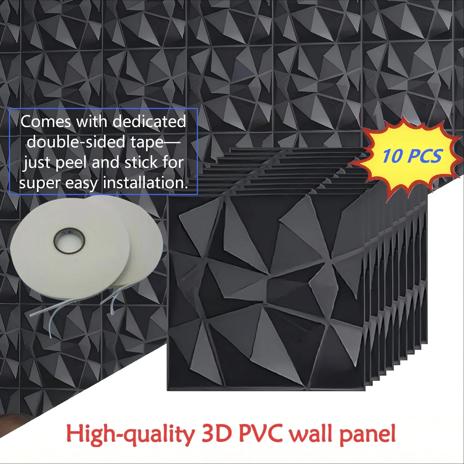 Panele ścienne 3D 30×30 cm – zestaw 10 szt., miękka dekoracja ścian