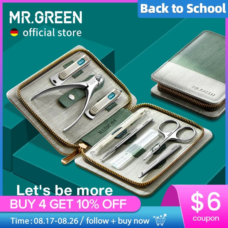 MR.GREEN zestaw do Manicure zestawy do Pedicure obcinacz do paznokci profesjonalne narzędzia do obcinania paznokci ze stali nierdzewnej z zestawem walizek podróżnych