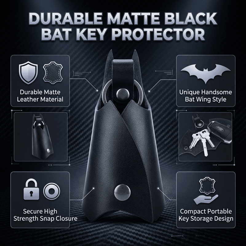 Brelok do kluczy Batman WB – sztuczna skóra, sylwetka skrzydła, zapięcie zatrzaskowe