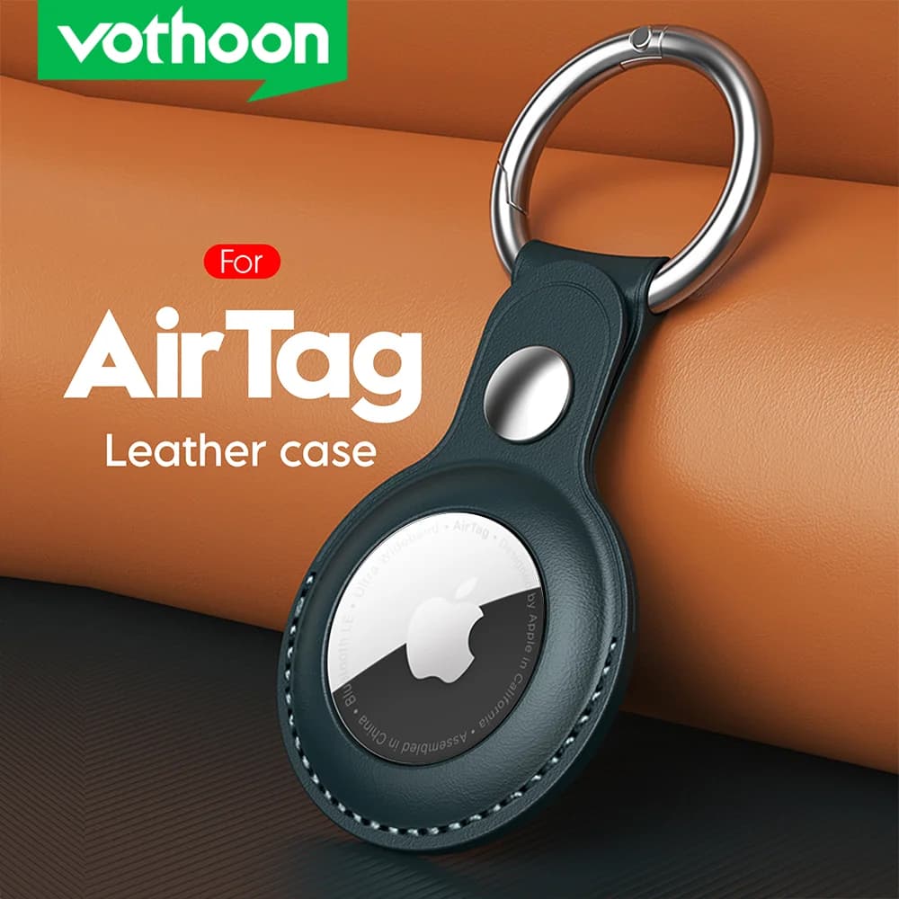 Vothoon — etui ze skóry PU na Apple AirTag z brelokiem