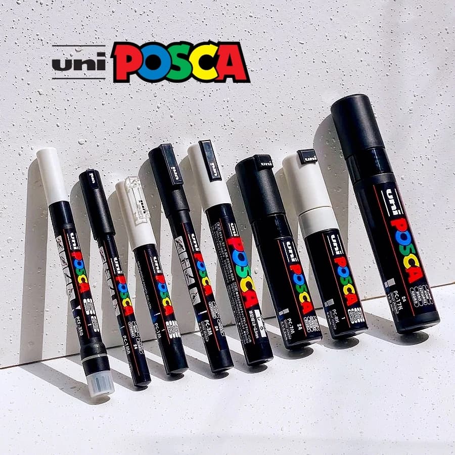 Markery akrylowe Uni Posca – białe, wodoodporne pisaki artystyczne