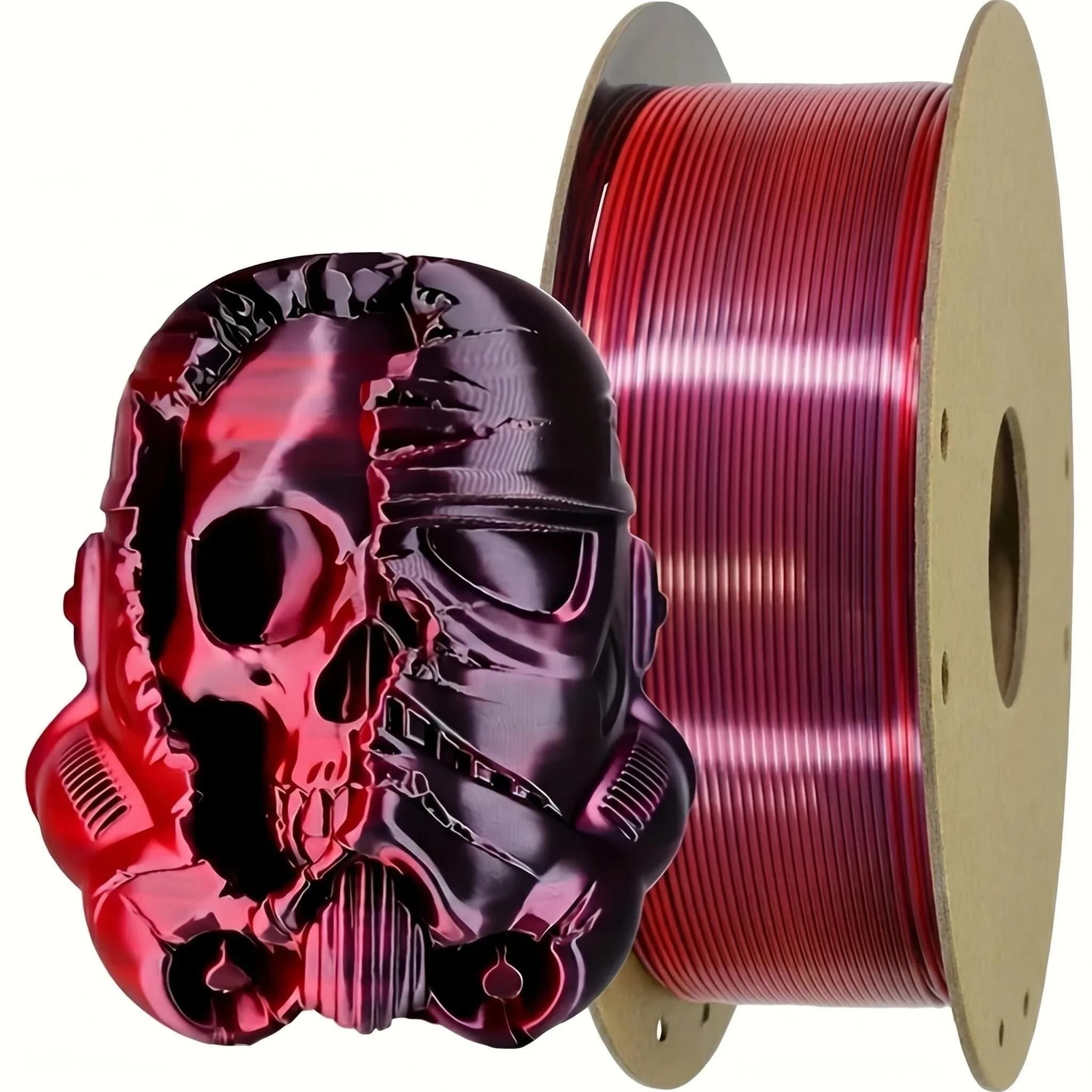 Filament do drukarki 3D PLA w kolorze jedwabiu, 0,25 kg, dwukolorowy lub trójkolorowy błyszczący filament PLA, średnica 1,75 mm, 360 ° Spin wprowadza do rynku różnorodne kolory.