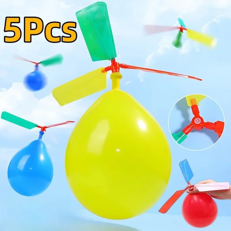5 SZT. Zabawki Helikoptery z Wirującymi Śmigłami, Balony DIY z Gwizdkiem, Balony do Latań na Zewnątrz, Dekoracja na Przyjęcie Urodzinowe, Prezent